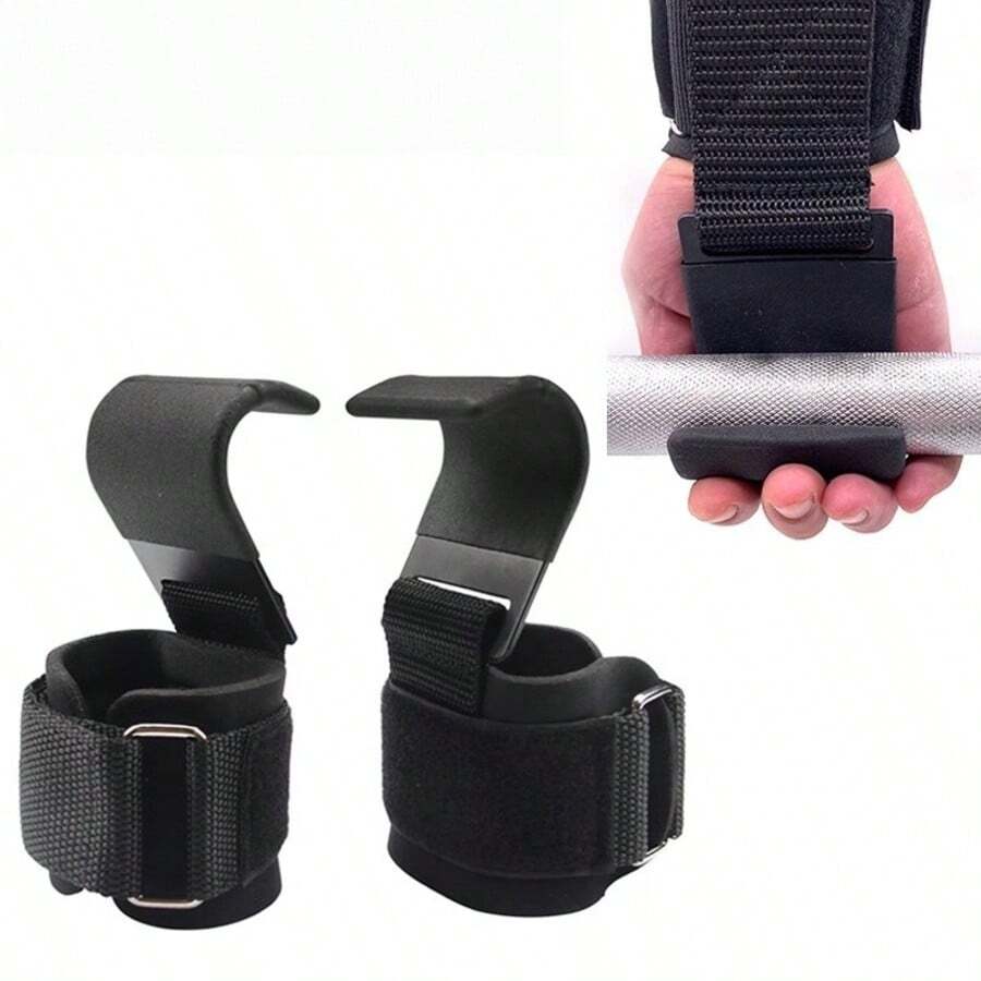 1pc Gym Fitness Weight Lifting Wrist Strap, Pull-Up Style Weightlifting Wrist Support Gloves - Black - View 1