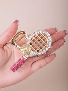 1 Piece Women's Unique Design Pencil Tennis Racket, Rhinestone-Embellished, Fashionable Cute Cartoon Half-Up Hair Claw Clip Hair Accessory Hairpin - Multicolor - View 6