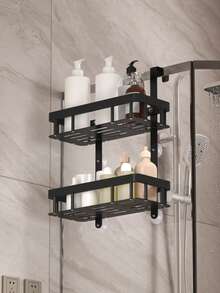 1pc 2/3 Tier Bathroom Door Hanging Storage Rack, Hole-Free Bathroom Organizer, Multi-Function 3-Layer Hanging Bathroom Storage Rack, For Bathroom Organization And Storage, Bathroom Accessory - Multicolor - View 12