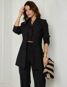 Women's Premium Blazer And Pants Set - Black - View 7