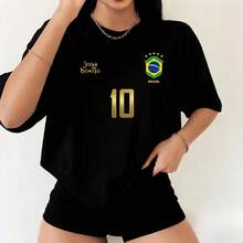 Women's 100% Cotton T-Shirt/Blouse, Oversized, For Training, Walking, Crossfit, Gym, Weightlifting, Fitness, Cardio, Comfortable, Lightweight, And Refreshing Fabric - Black - View 8