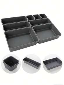 8pcs Detachable Drawer Storage Boxes, Made Of Lightweight Plastic, Can Be Disassembled And Combined, Suitable For Storing Jewelry, Stationery, Toys, Kitchen Supplies Etc. In Messy Areas Like Desktops, Kitchens, Bedrooms, Easy To Insert Design, Applicable For Office, Kitchen, Bedroom And Other Scenarios - Multicolor - View 3