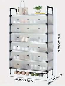 Organizador de Zapatos de  3,4,5,6,7 Niveles con Cajones Transparentes y Detalles Negros - Armario para Calzado Antipolvo, Duradero con Ruedas para Hogar, Dormitorio, Oficina o Cocina, Solución Versátil de Almacenamiento, Diseño Moderno y Construcción Rob - 7 NIVELES - Ver 9