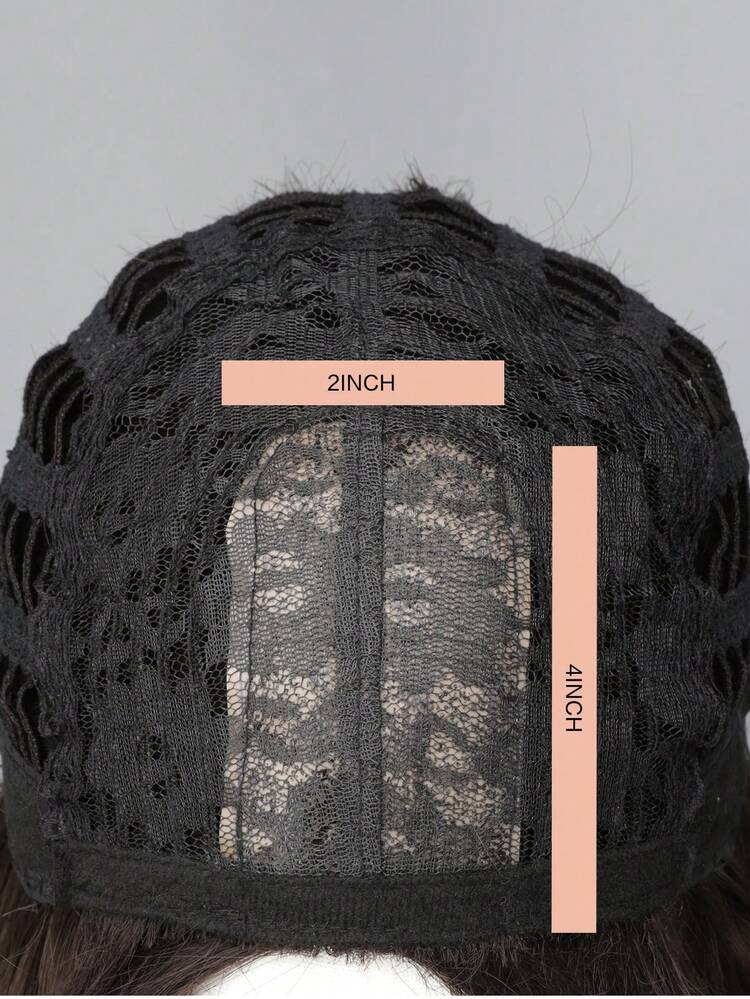 26英寸黑红渐变波浪假发，中分刘海，耐热蓬松合成假发，适合日常、派对、圣诞节角色扮演 - 黑棕色 - 查看 7