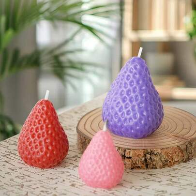 1pc 3D Strawberry Candle Mold, Birthday Party Decoration Supplies, Silicone-Like Mold