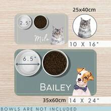 Customized Waterproof Anti-Slip Pet Food Mat, Personalized With Pet's Photo And Name - Multicolor - View 4