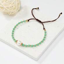 1. Vòng tay nữ bằng thủy tinh giả ngọc trai đơn giản, có thể điều chỉnh kích thước, thích hợp làm quà tặng. - vòng tay thủy tinh - Xem 14