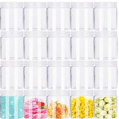 6pcs 120ml Transparent Plastic Storage Containers, Wide Mouth Empty Jars For Dry Food, Nuts, Candy, Seasoning And Honey, Reusable Mini Storage Bottles For Beads, Lotion And DIY Supplies, Lightweight Food Storage Containers For Kitchen And Home Organization, Great For National Day, Bathroom, Scalp Massage, Back To School, Travel Vacation And Daily Life, Holiday Gift For Family And Friends