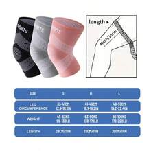 2pcs/1 Pair High Elastic Knitted Knee Pads, Compression Knee Sleeves With Anti-Slip Strap, Breathable & Comfortable, Warm Knee Support, Nylon Material, Suitable For Women & Men, Applicable For Running, Gym, Fitness, Daily Life - S/M/L, Black/Grey/Pink - Multicolor - View 5