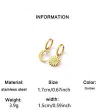 Aomogo Stainless Steel Earrings Vintage Elegant Sun-moon-crystal Earrings Fashionable Fine Earrings Women's Accessory Party Gift - Gold - View 13