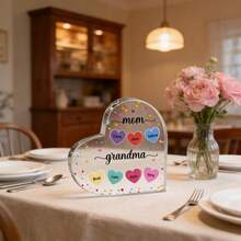 Personalized Heart-Shaped Mom Acrylic Plaque - Gift For Grandma - Mom From Daughter Son Kids Acrylic Heart Mothers Plaque Grateful Birthday Gifts For Mom Love Heart Gifts Acrylic Best Mom Sign Acrylic - Multicolor - View 5