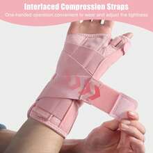 NuCamper Carpal Tunnel Wrist Brace With Thumb Support, Thumb Brace Spica Splint For De Quervains Tenosynovitis, Tendonitis, Trigger Thumb Splint Wrist Support For Men Women - Right Hand,Pink,S/M - Black - 查看 4