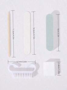一套美甲修脚套装，包含指甲锉、橙木棒、双面指甲锉、木质角质层推棒、指甲清洁工具、指甲抛光块、美甲笔、指甲护理用品 - 彩色 - 查看 8