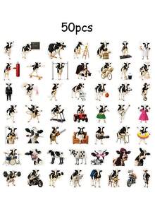 50 Pcs Funny Cow Life Stickers, Realistic Cows In Human Jobs, Waterproof For Scrapbooking, Journals, Phone Case, Laptop, Water Bottle & Daily Mood Expression Scrapbook Supplies Stationery Funny Stickers - Fun Cows - View 9