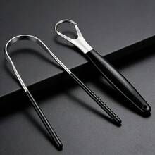 2pcs Stainless Steel Tongue Scraper, Adult Tongue Cleaner, Reduce Halitosis, Daily Oral Care, Suitable For Home And Travel Use - Black - View 7