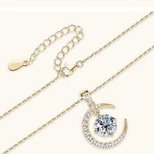 1件S925银女士吊坠项链，2克拉莫桑石月亮造型项链，适合女士日常佩戴 - 一件 - 查看 7