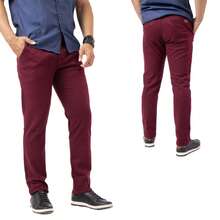 Urban Zone Jeans Men's Slim Fit Casual Twill Pants With Elastane - 酒紅色 - 查看 1