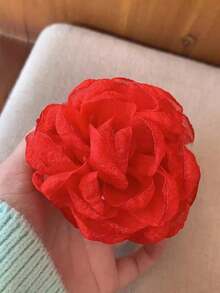 1pc 10cm Solid Color Large Mesh Rose Flower Hair Clip, Sweet & Elegant For School, Party, Wedding, Vacation Outfits Summer Hair Accessories Beach Claw Clips Vacay Hair Claws,Holiday,Travel - Beige - View 7