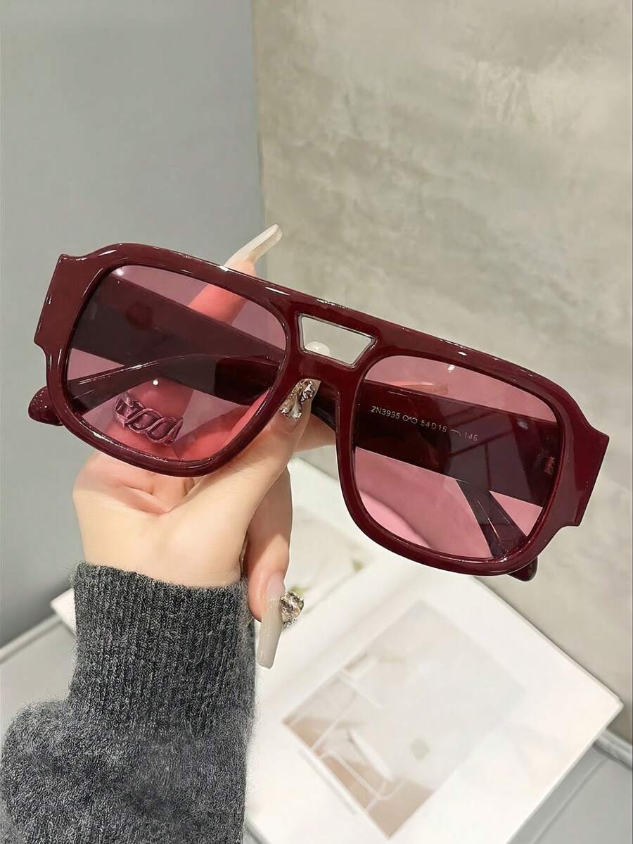 1 Cặp kính thời trang tối giản màu đỏ dành cho nữ, kiểu dáng thường ngày, phù hợp cho dạo phố, lễ hội âm nhạc, kỳ nghỉ, đi học. - Nhiều màu - Xem 1