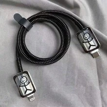 5pcs/Set Funny Line Pattern Cable Protector, Suitable For IPhone 18-20W Charger Adapter, Prevent Cable Breakage - Black - View 4