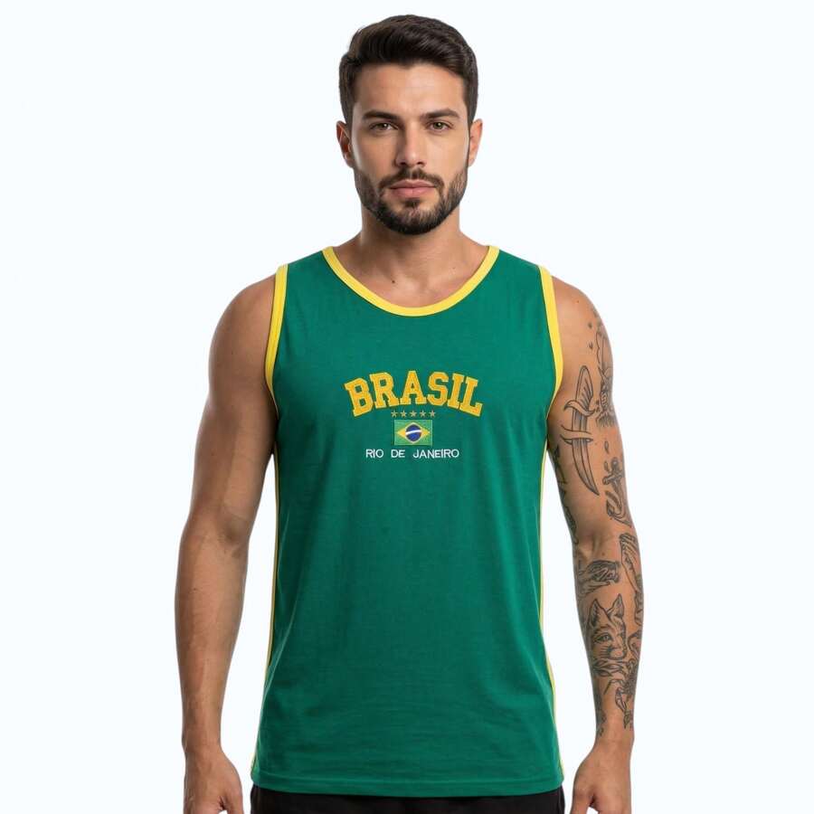 Embroidered Brazil Tank Top - 綠色 - 查看 1