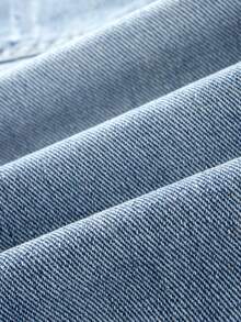 American Retro Ripped Frayed Denim Shorts, Men's Loose Straight Fit Five-Point Pants - Light Wash - View 4