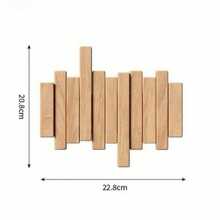 1pc Wooden Wall Mounted Coat Hook Rack, Modern Piano Hanger For Hanging Jackets, Keys, Hats, Towels, Space-Saving Entryway Organizer, (Drill Holes Or No Holes Required) - Multicolor - View 19