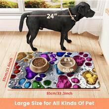 1件装宠物食品垫，吸水性强，适用于猫狗，防水防漏，防污易清洁。 - 彩色 - 查看 13