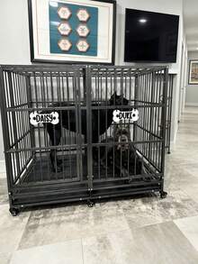 1 Stück individuell gestaltete Hundehütten Namensplakette, kann Haustiernahmen anpassen, Hundekäfig Namenslogo, knochenförmiges Hundehütten Schild, Namensschild mit Pfötchen-Aufdruck, individualisiertes Geschenk für Katzen- und Hundeliebhaber, Holz Hundekäfig Namenslogo - Verschiedenfarbig - Übersicht 8