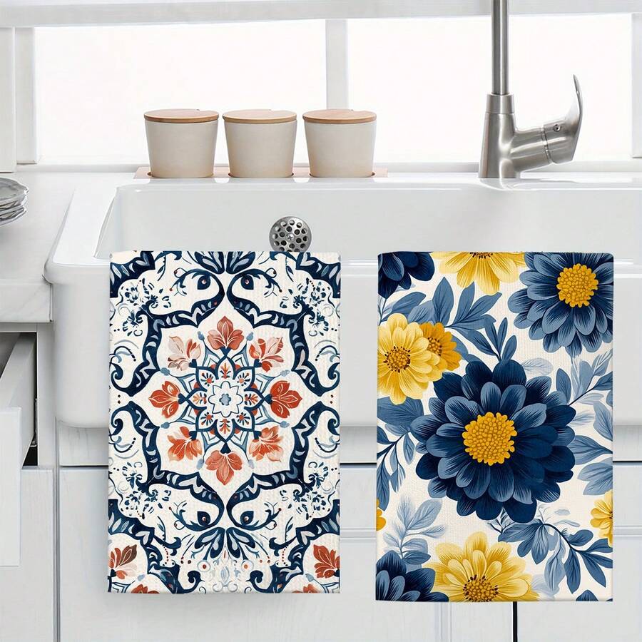 1/2/4/6/8/10/12PC Interesting Kitchen Towels And Dishcloths, Bathroom Towels, Super Absorbent Polyester,Retro Floral Designs, Featuring Elegant Floral And Bird Patterns, Decorative Gifts, Decorative Dishcloths, Quick-Drying Sponges, Soft Absorbent Dishcloths, Cleaning Supplies, Kitchenware. As Birthday Gifts, Family, Souvenir , Washable, Machine Washable, Lightweight, Breathable, Comfortable, Unique, 280gsm For Him, Her Personalized Ideal Gifts For Her, Him, Family, Boyfriend, Girlfriend, Father, Family, Mother, Lover, Daughter, Son, Grandfather, Grandmother, Friend, Classmate. Perfect Camping, Travel, Home, Daily Life, Office Decoration, Birthday, Anniversary, Valentine's Day, Thanksgiving, Christmas, Halloween, Mother's Day, Father's Day, Wedding, New Year Gifts ,Sofa,Bed,Car,Bedroom,Living Room,Office, Outdoor Camping, Practical Decorative Use - 多色2 - 查看 1