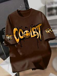 青少年男孩涂鸦风格字母印花圆领短袖T恤+卡其色工装裤夏季新款套装 - 彩色 - 查看 3