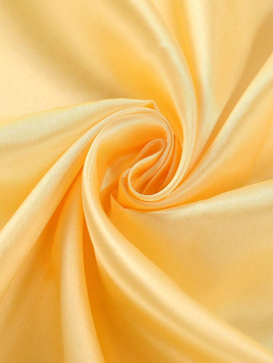 1 Set Caja de decoración de boda, hecha de satén, tela elástica, alta densidad, material de forro brillante - amarillo - Ver 1