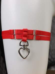 2026 New Y2K Red Satin Thigh Garter – Adjustable Double Strap Leg Harness With Heart Lock Charm | Festival, Date Night & Beachwear Body Jewelry For Women - Leg Ring - View 3