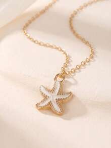 1pc Fashionable Sweet Summer Ocean Beach Shell Pendant Stainless Steel Necklace, Girls Clavicle Chain, Children Summer Beach Holiday Travel Accessory, Versatile Daily Wear - one-size - View 11