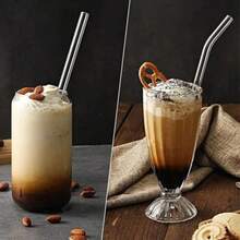 2-Piece Clear Glass Drinking Straws With Cleaning Brush For Smoothies Milkshakes Frozen Drinks Bubble Tea - Durable Smooth Surface Reusable Straw Set - Trong suốt - Xem 7