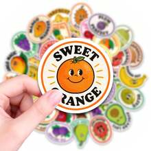 50张可爱水果趣味贴纸，复古美学防水乙烯基贴纸，适用于水瓶、笔记本电脑、手机壳、日记本、剪贴簿、计划本、滑板和行李箱，甜橙和各种水果图案，适合青少年、成人和DIY手工爱好者，剪贴簿用品文具趣味贴纸。 - A - 查看 7