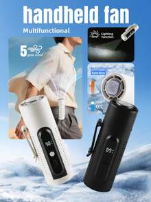 ENSSU Portable Handheld Fan, 5-Speed Adjustable Summer Outdoor Evaporative Cooling Fan, Multifunctional Waist Fan, Clip-On Fan, Neck Fan With LED Display, Can Be Used As Flashlight, 3000mAh Long-Lasting Camping Fan, Rechargeable USB Mini Fan, Hands-Free Fan, Body Fan, Desk Fan, Travel Essential, Portable Cooling Device, Shirt Clip Fan, Construction Worker Fan - Multicolor - View 4