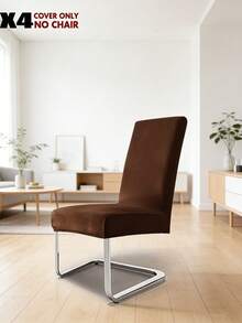 4/6pcs Chair Cover Stretch Brushed Velvet Medium-Back Chair Set Home & Hotel Conference Chair Covers - Multicolor - View 19