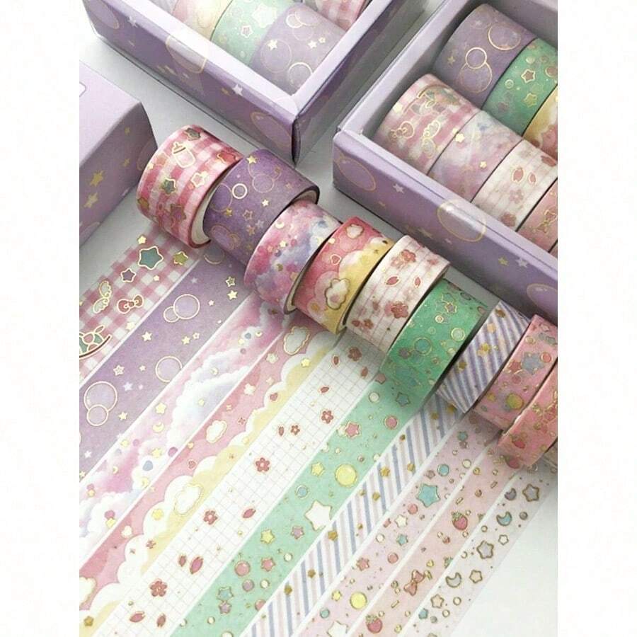 10rolls Mixed Pattern Washi Tape Back To School - 多色的 - 查看 1
