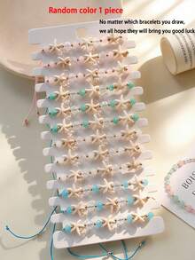 12pcs/Set New Fresh Ocean Style Starfish Beaded Adjustable Bracelet Set - Boho Pink And Blue Layered Bracelets With Transparent Crystal Beads, Matte Jade Beads And Resin Starfish Pendants, Drawstring Adjustable For Summer Beach Vacation, Music Festival, Pool Party, Casual Wear, Nickel-Free Gift - Multicolor - View 11