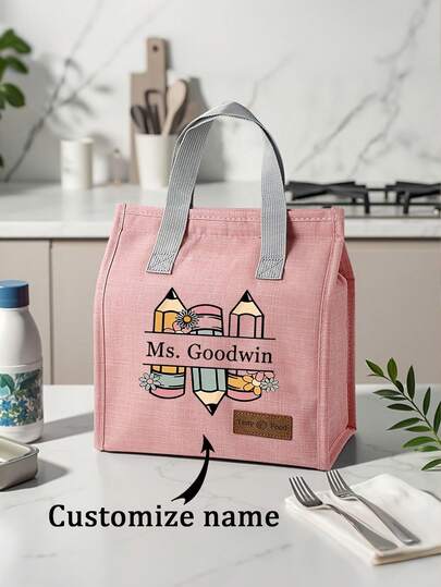 Custom-Name Insulated Lunch Bag For Teachers | Personalized Thermal Lunch Tote | Customizable With Names Or Text | Reusable Insulated Carrier | Personalized Lunch Pack & Bento Bag | Lunchbox Organizer | Ideal For Professionals & Students | Thermal & Portable | Perfect For The Office, School, Work, Or Picnics
