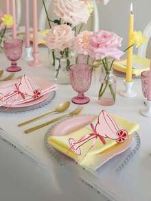 A Set Of 10 Pink Cocktail-Themed Place Cards, Including 5 With Bows - 3 Different Card Designs, Suitable For Use As Tablecloth Place Cards, Business Cards, Table Numbers, Wedding Seating Charts, Etc. - View 3