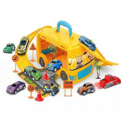 Kids Storage Bus Toy, Multi-Person Interactive Toy Car, Birthday/Holiday/Christmas Gift For Boys And Girls
