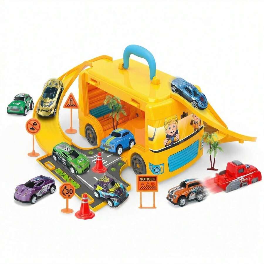 Kids Storage Bus Toy, Multi-Person Interactive Toy Car, Birthday/Holiday/Christmas Gift For Boys And Girls - 收納巴士 - 查看 1