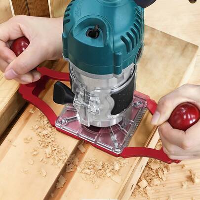 带手柄和中心线指示器的铣床开槽底座，升级版木工铣削底座，适用于开槽、修边、雕刻和开孔，兼容边缘导轨