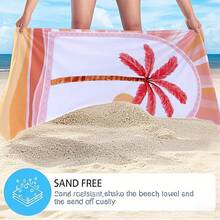 1pc Extra Large & Ultra-Soft Microfiber Beach Towel - Lightweight, Absorbent, Non-Stick Sand, Coconut Tree Pattern, Suitable For Travel, Picnic, Beach, Camping, Modern Bathroom, Spa, Swimming And Outdoor Adventure - A - View 6