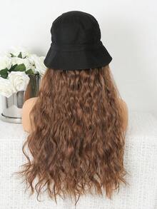 26 Inch Long Body Wave Brown Wig With Integrated Bucket Hat, Synthetic Fiber Wig For Women - Brown - View 6