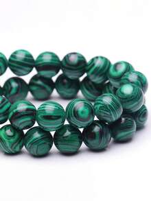 1串天然石珠，绿色孔雀石宝石圆形散珠，水晶能量石，具有疗愈功效，适用于珠宝制作、DIY手链饰品，尺寸：4、6、8、10毫米 - 彩色 - 查看 3