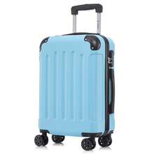 YONSLY Hard Shell Suitcase 16/20/24/28 Inches With 4 360° Wheels Sturdy Double Zipper Combination Lock Mesh Pocket Soft Rubber Handle Travel Suitcase - 淺藍 - 查看 12