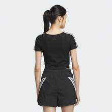 Adidas Women's Dance Tee Short Sleeve T-Shirt, Knit Collarless Short TKE5791 - Black - View 3